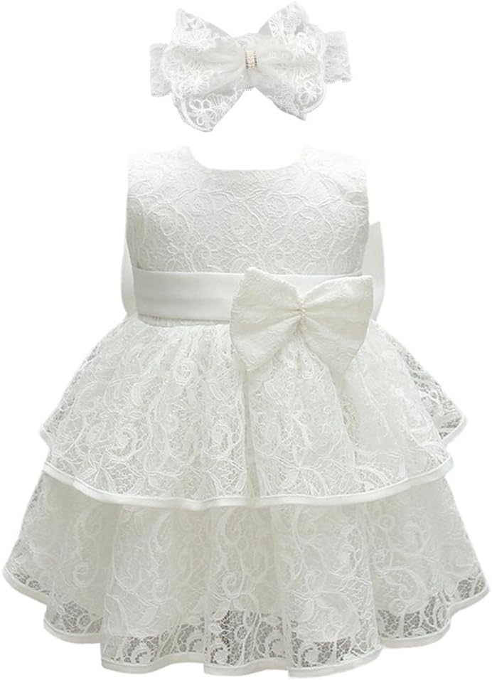Glamulice Baby Girls Infant Lace Party Dresses Princess Wedding Birthday Formal Dress for Toddler