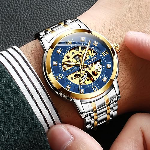 OLEVS Mens Automatic Watch Skeleton Diamond Luxury Mechanical Self Winding Dress Business Wrist Watch Waterproof Luminous - Image 3