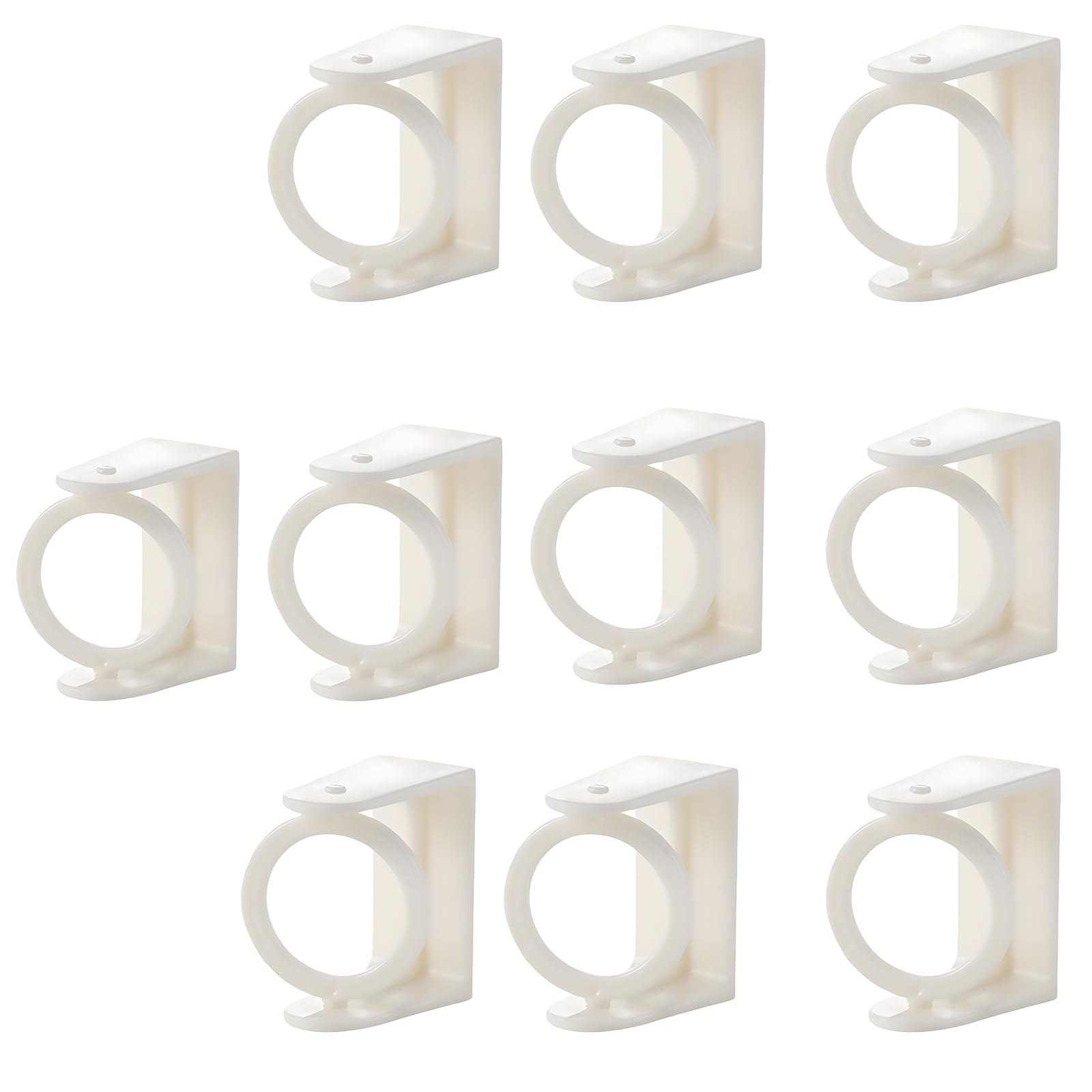 Tivleed Curtain Pole Brackets, Curtain Rod Holder, Curtain Pole Brackets, 10PCS 360° Rotating Ring Holders, No Drill Adhesive Wall Hooks for Bathroom Kitchen, Holds Rods up to 2.5cm Diameter