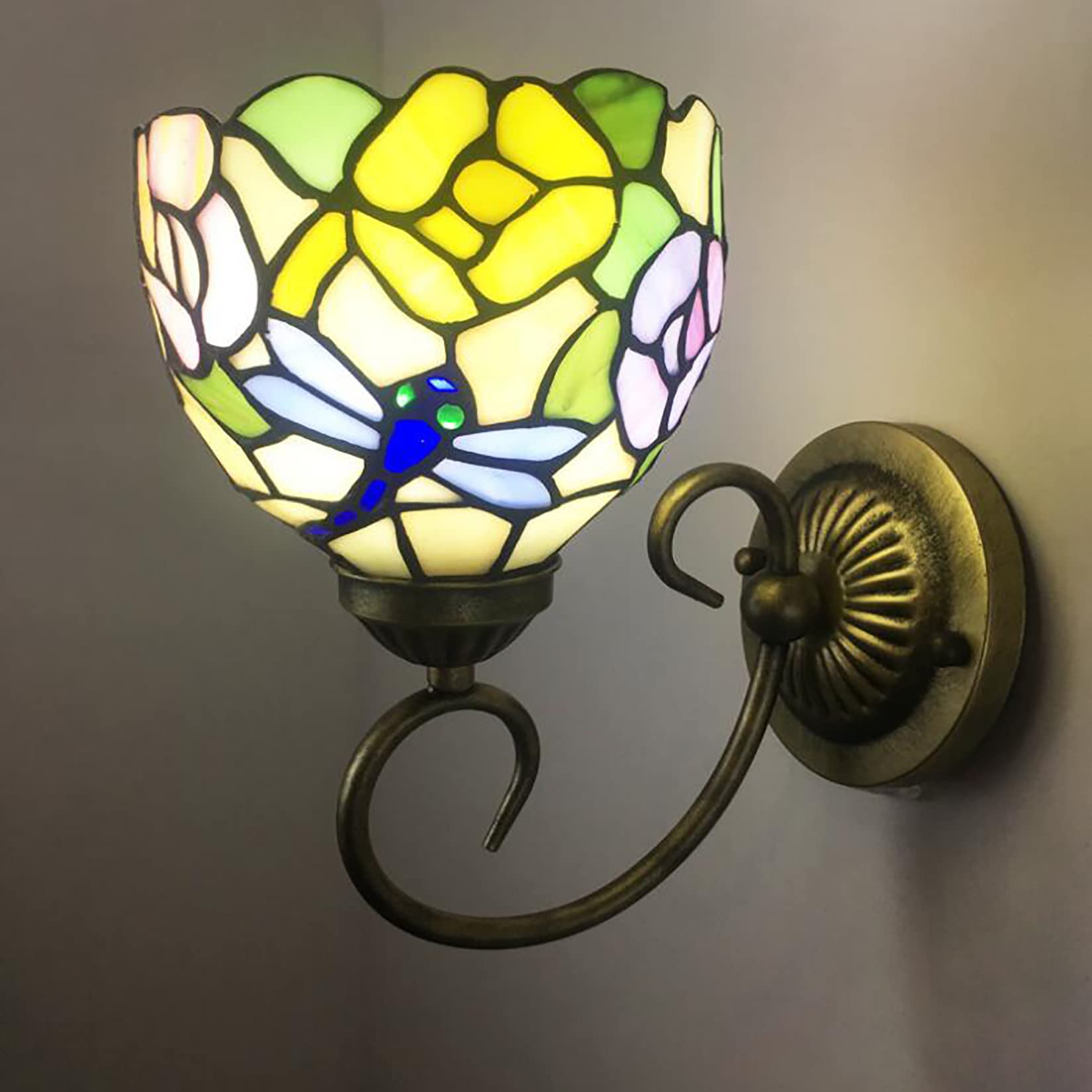 Applique murale en verre tressé style Tiffany fait main pour illuminer votre miroir de chambre