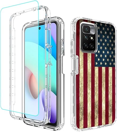 Miniatura 8 de Funda de teléfono para Redmi 10Redmi 10 Prime 21121119SG con protector de pantalla de vidrio templado, bonito patrón floral transparente de cuerpo