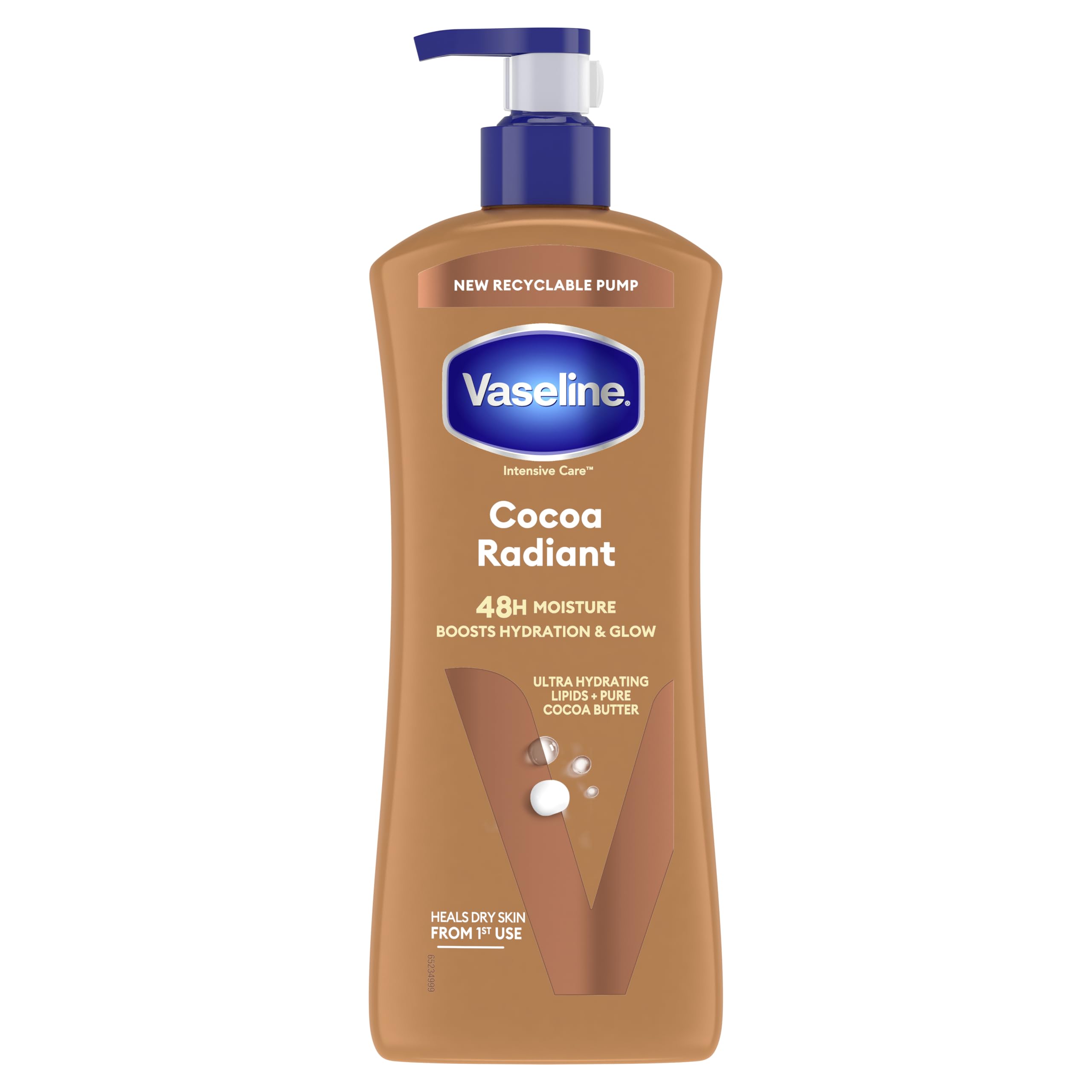 Vaseline Intensive Care Body Lotion Cocoa Radiant 600ml, Deeply Moisturising Body Moisturiser for Dry Skin, With Cocoa Butter and Micro Droplets of Vaseline Jelly Pack of 50
