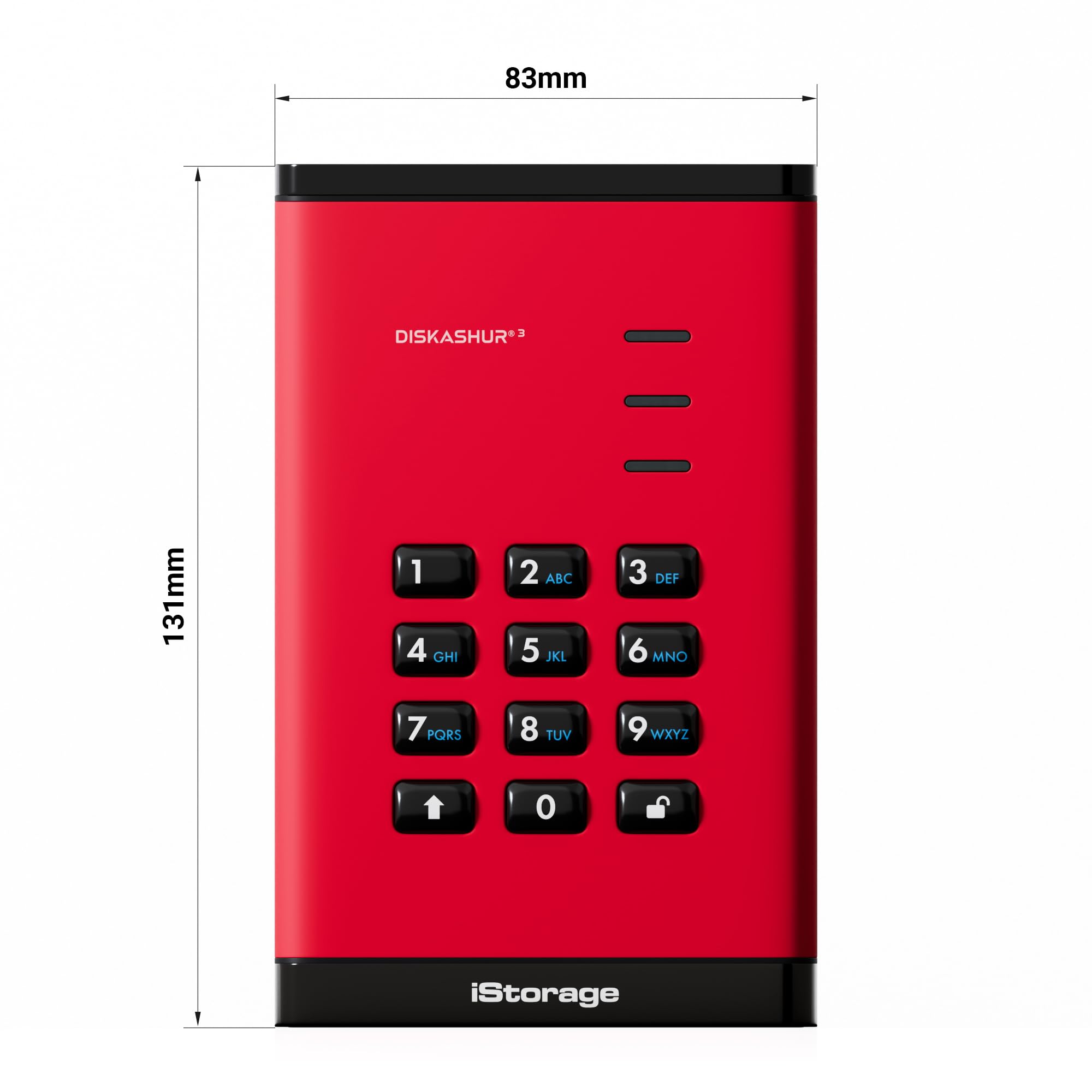 iStorage diskAshur3 SSD 512GB Red - Secure Portable Solid State Drive - Password Protected - Dust & Water Resistant - Hardware Encryption
