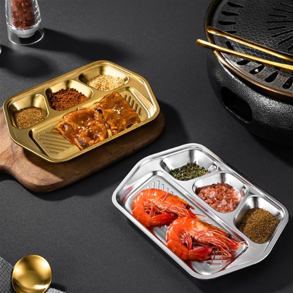 Assiettes divisées en acier inoxydable, plat à trois compartiments, assaisonnement dîner 1 pièces