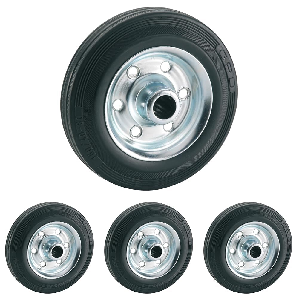 Roue en caoutchouc plein 140x37 axe 15mm jante acier pour diable