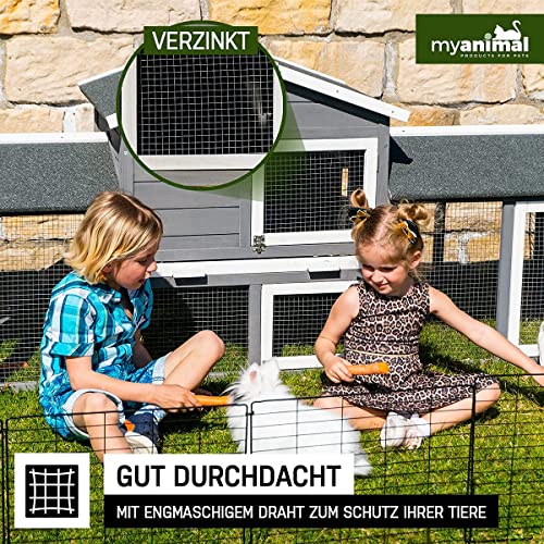 Miweba MyAnimal Hasenstall MH-03 XXL | Extra Breite 66.5 cm - Kaninchenstall mit Freilaufgehege - Doppelstockhaus… – Bild 4