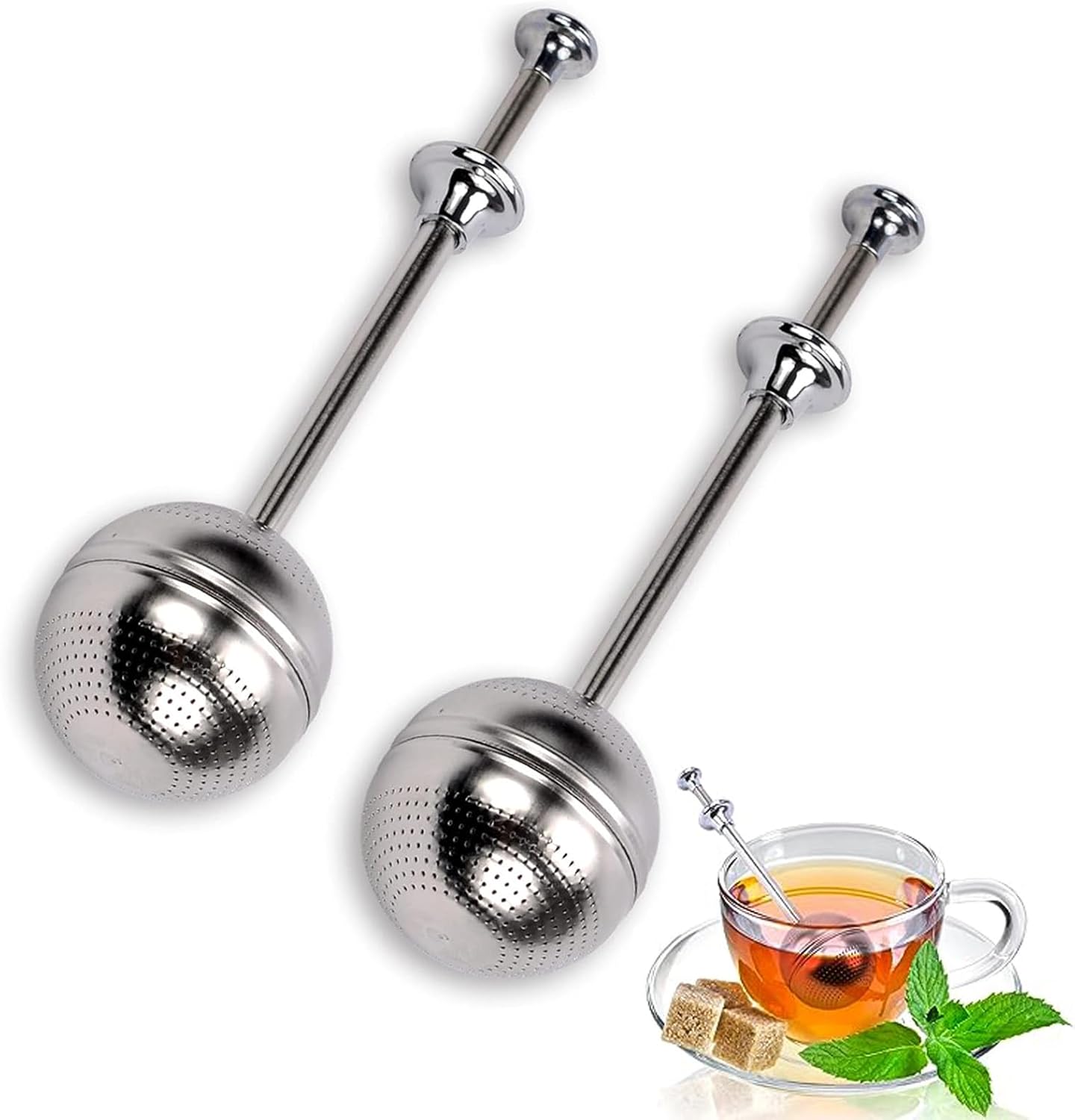 Tea Strainers for Loose Tea, 2 Pack Tea Strainer, Snap Ball Tea