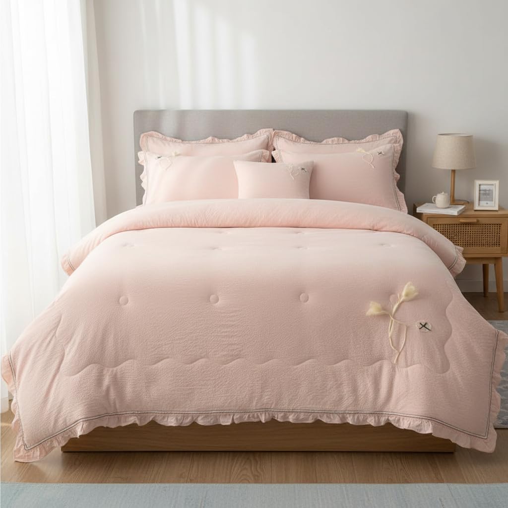 ADCO Bralux Premium Fabric Designer Comforter, Bottle Green, 2.30x2.50 Meter, Hypoallergenic, 228x254 cm (Peach)-image-19