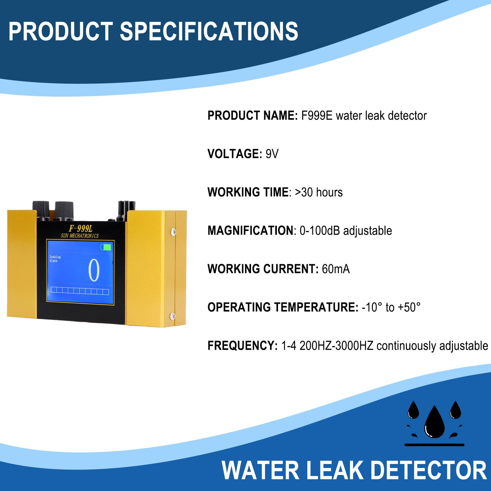 Detector De Fuga De Agua - Sensor De Geófono De Fuga De Agua, Detección De Fugas En Interiores con Auriculares, para Tuberías
