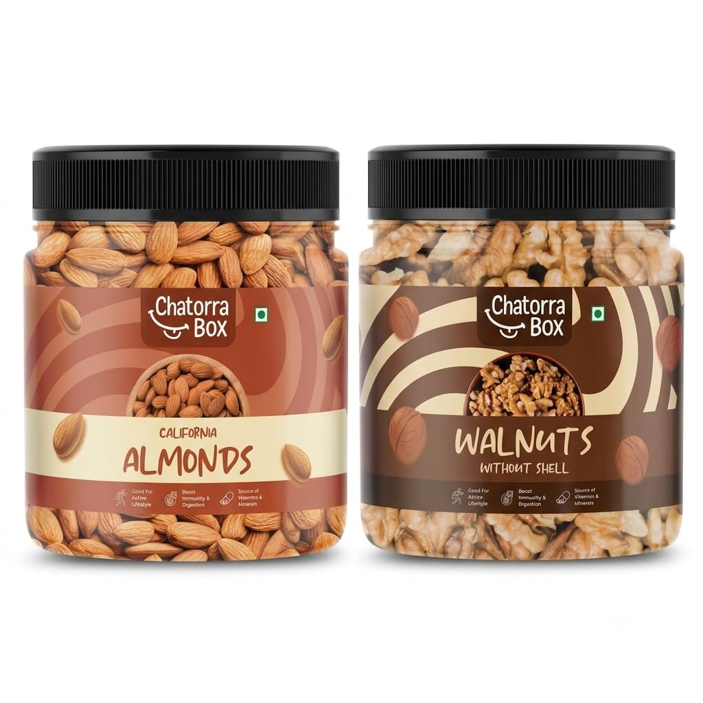 Chatorra Box Dry Fruit Combo Pack Walnut 250gm & Almonds 250gm | Premium Badam & Akhrot Mix | Healthy Snack | Rich in Protein | Natural & Fresh Dry Fruits Pack-picture-10