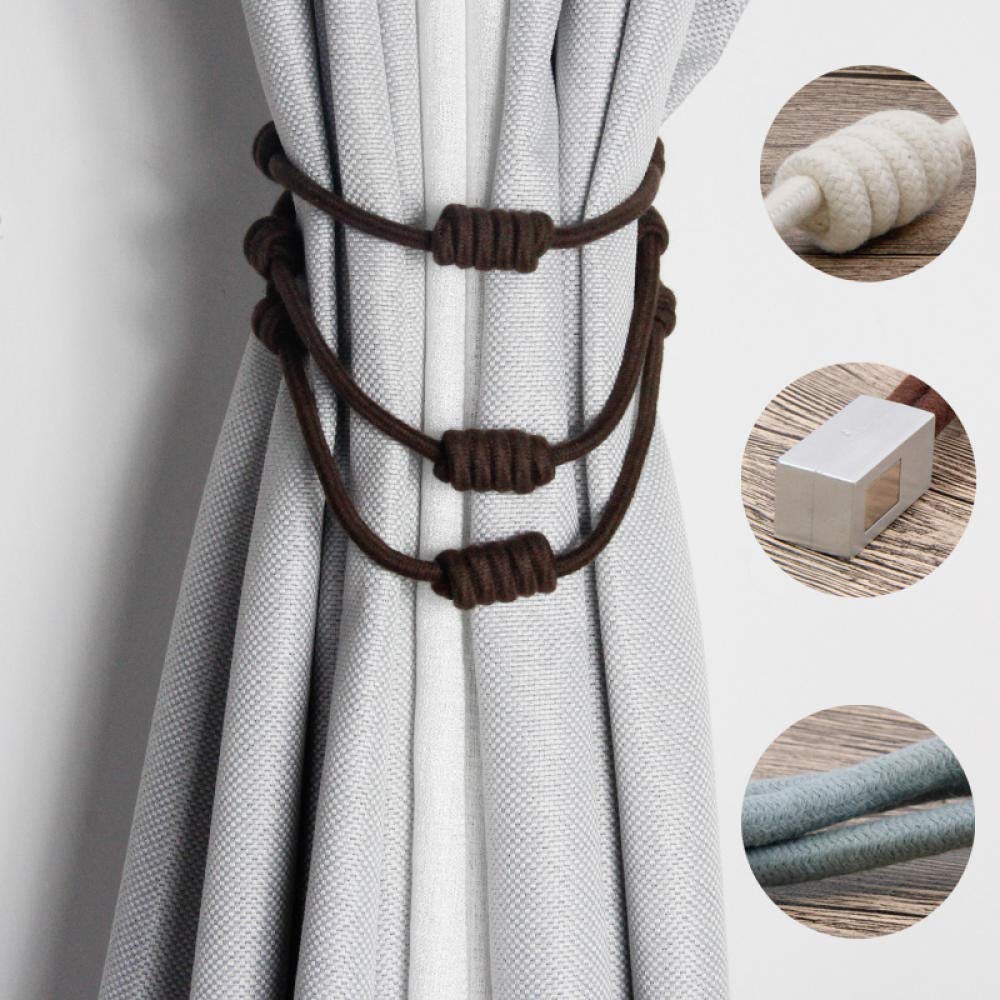 Raffhalter Gardinen 2 Stück Magnetisch Weiß Blau Vorhang Raffhalter 3 Seile Mit Kugeln Braun Vorhang Zubehör Weiß