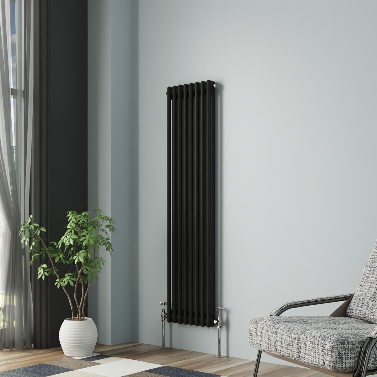 Nrg Black Column Radiator 1500X380mm Double Cast Iron Rads