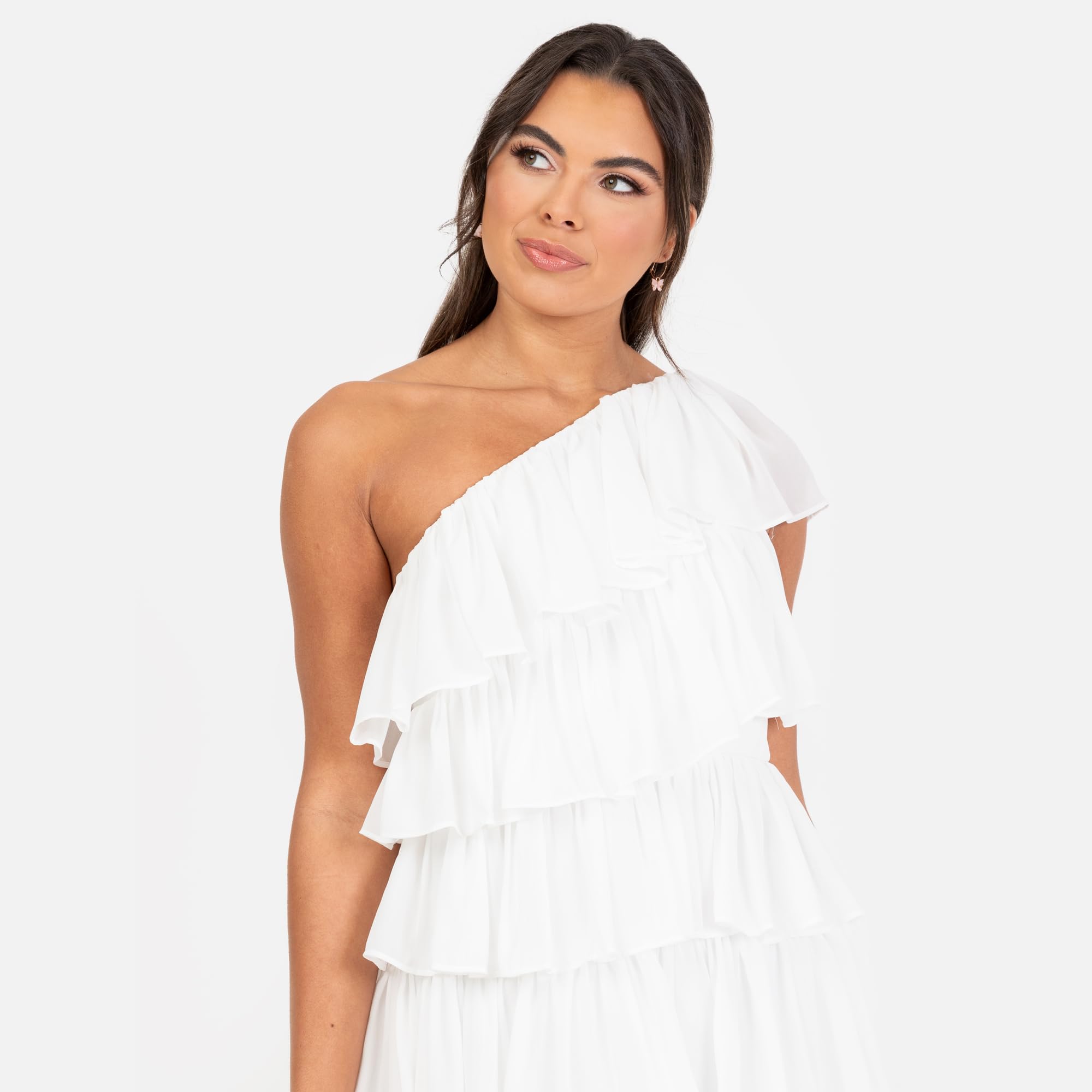 Women's Mini Dress Ladies Recycled One Shoulder Asymmetric Tiered Ruffle Frill Cocktail Bachelorette Hen Party Outfit