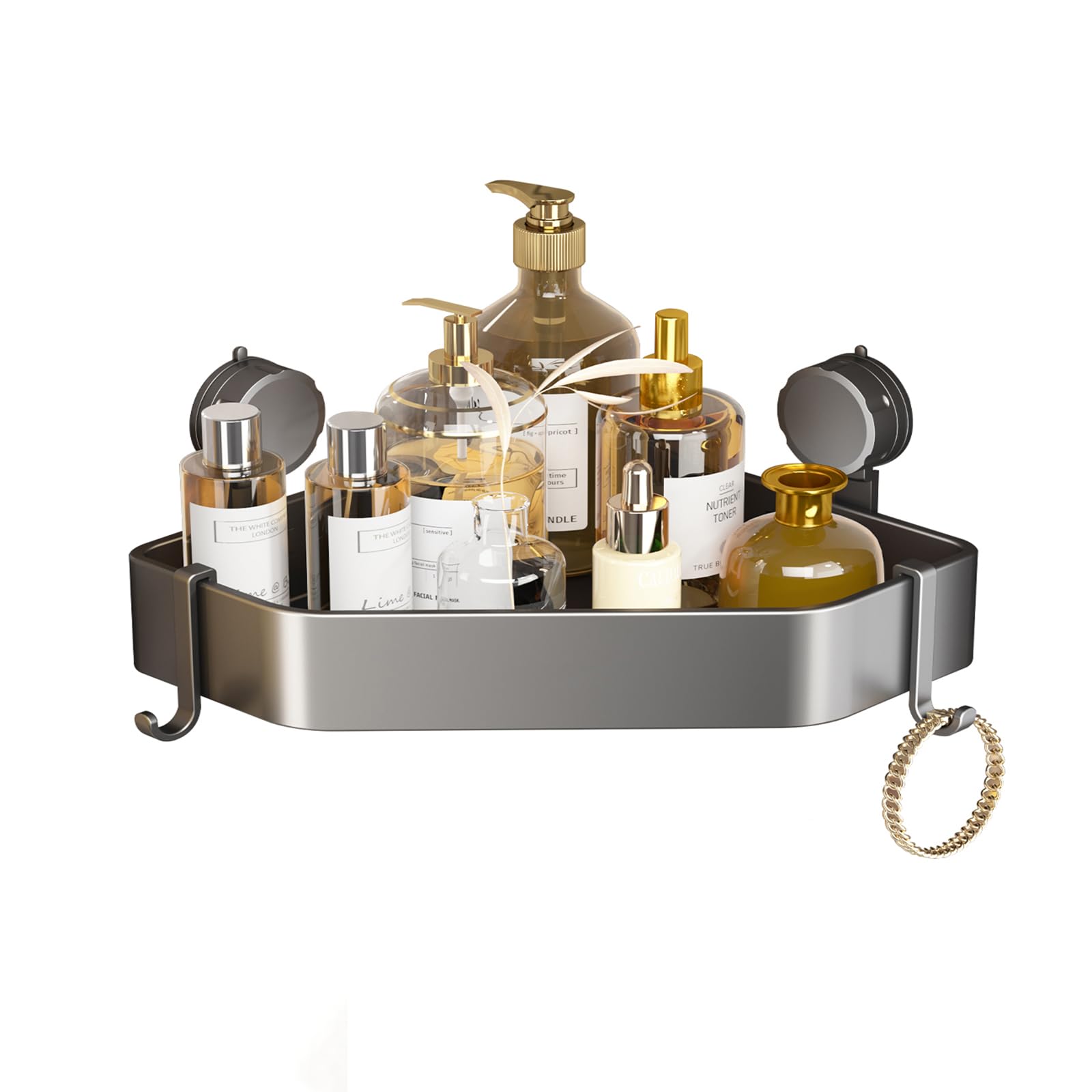 MIKEE Shower Caddy Rustproof Shower Shelves with Large Capacity No Drilling Bathroom Organizers and Storage Complete with Soap