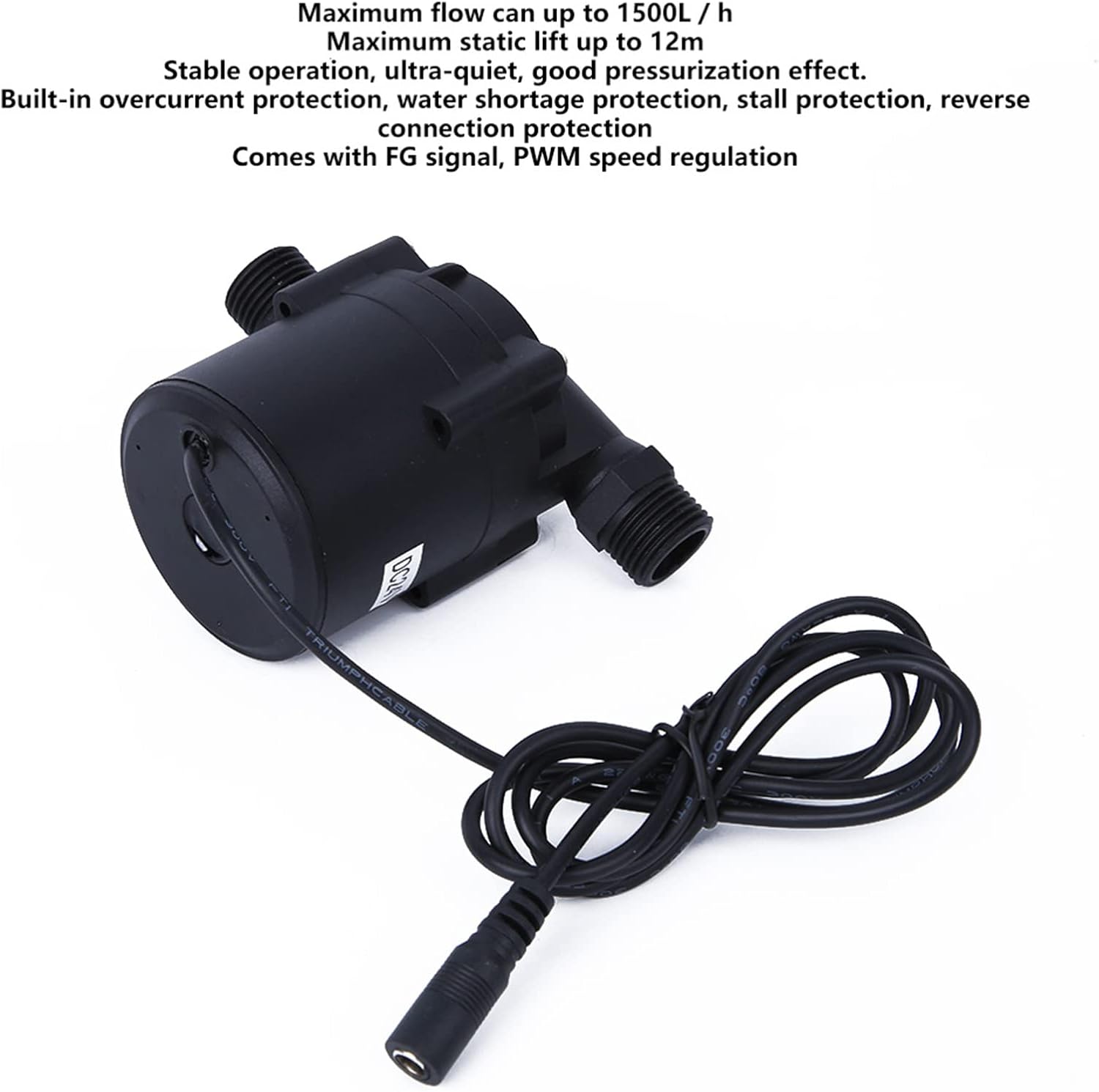 Jeffergarden DC, High Temperature Nylon, 1500Lh Power 12m Head, Ideal for Aquariums and Fountains