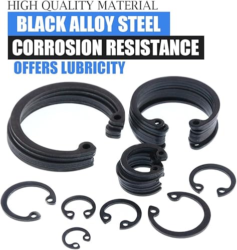 Miniatura 3 de Glarks Juego surtido de anillos de retención de 150 piezas de acero de aleación métrica de 15 tamaños