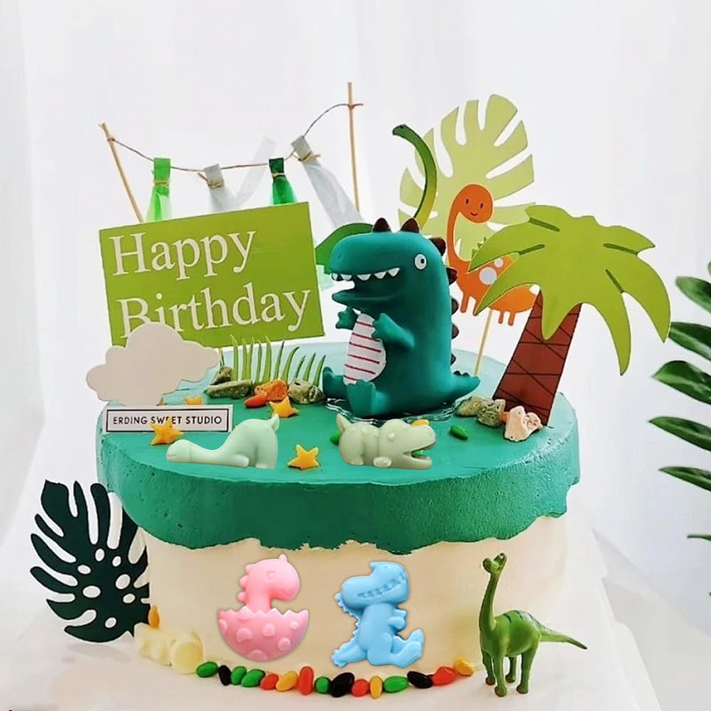Rongxze 2 Set Stampi Dinosauro Silicone, Cioccolatini Stampi, Stampo Torta, Stampi per Caramelle in Silicone Stampo da Forno per Gelatine, Cubetti di Ghiaccio, Biscotti (A