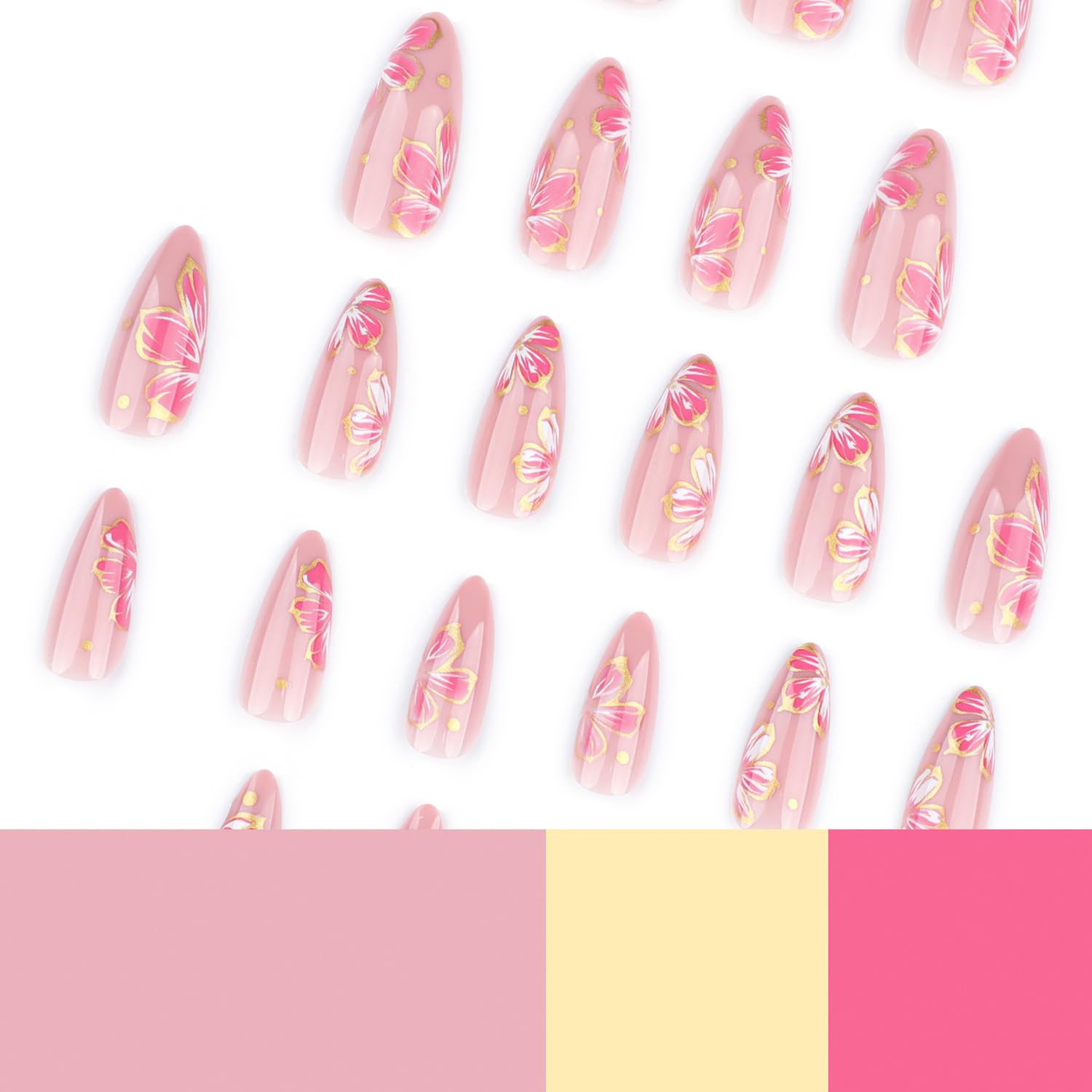 White French Tip Press On Nails With Glitter Designs Medium Almond_voghion.com
