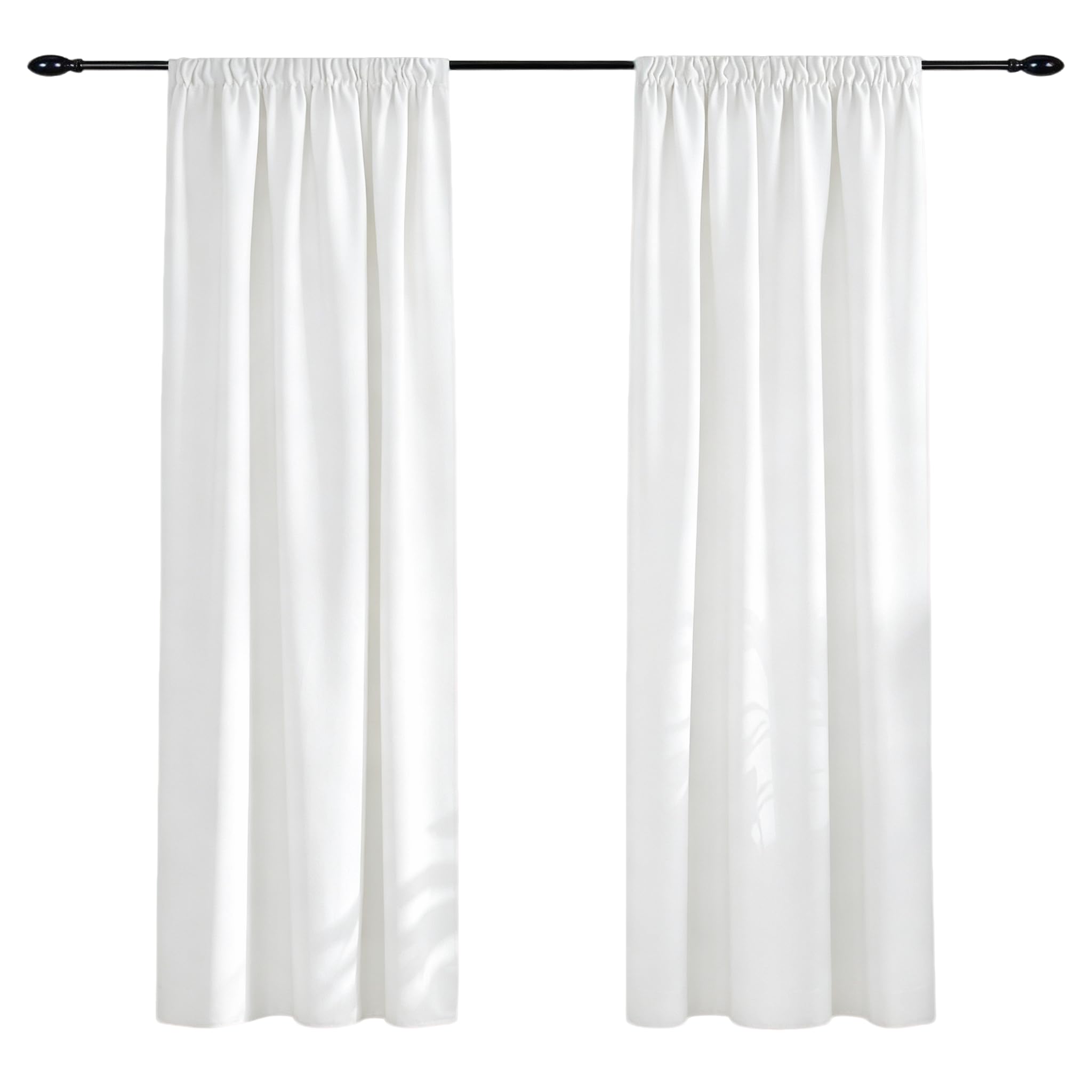 Rideau Occultant Thermique 80 x 100 cm Anti Froid et Chaleur Rideau de Séparation avec Galon Fronceur Decoration Chambre Maison Salon Intérieurs, Blanc