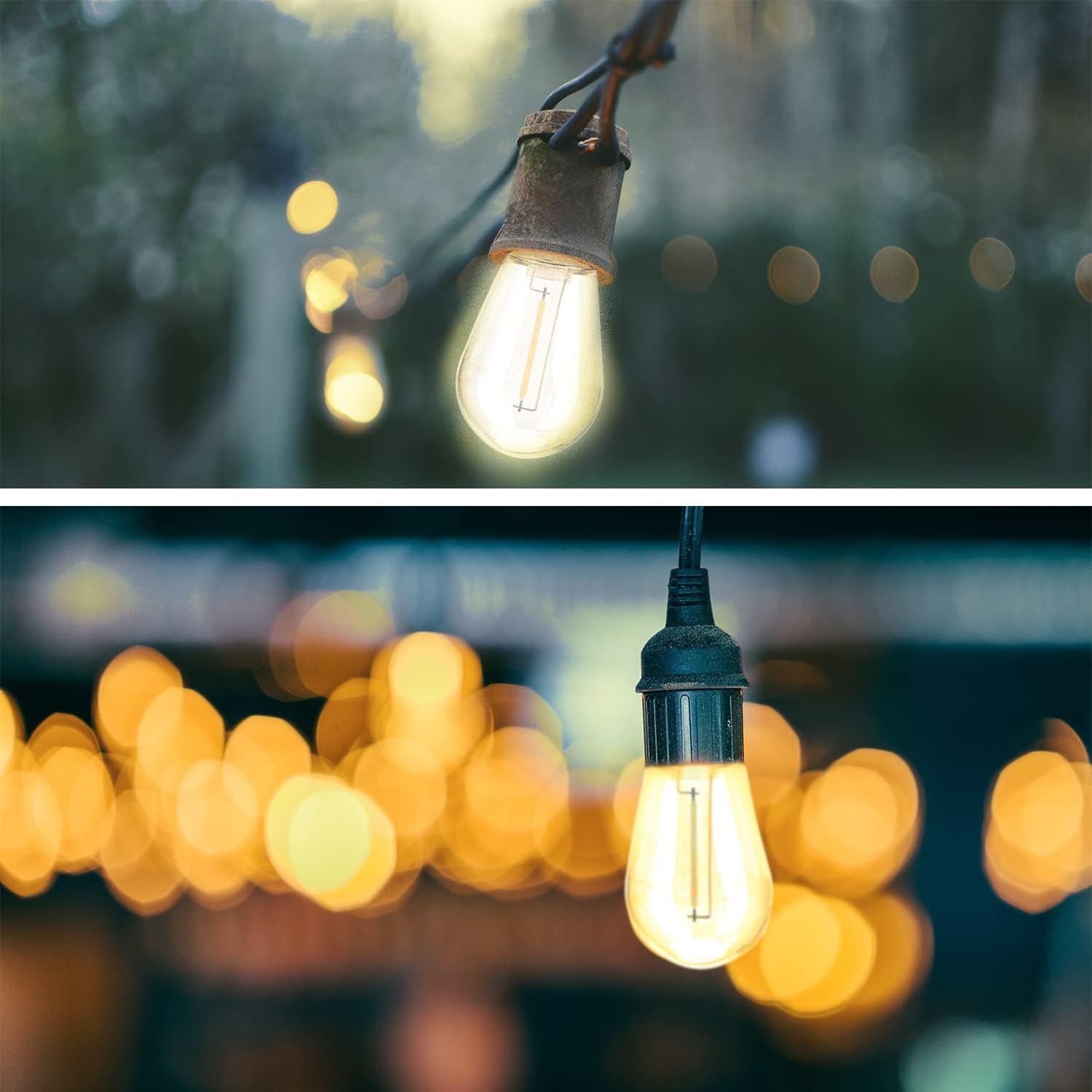 Leadleds 15 Pack S14 LED String Light Bulbs, Shatterproof Vintage Edison Style, 1 Watt (11W Equivalent), 2700K Warm White, Waterproof, E26 Base for Outdoor/Indoor Use