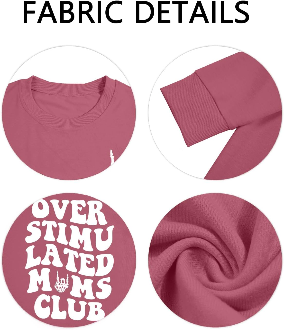 Mama Sweatshirt Overstimulated Moms Club Bruh Graphic Pullover for Women Vintage Long Sleeve top - Image 5