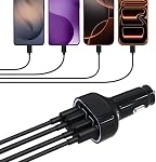 USB C Adaptateur de chargeur de voiture, PD 3.2 QC 5.0 Chargement rapide, 4-Port Chargeur de téléphone multi voiture compatible avec iPhone 17 16 14 13 Pro Max, Galaxy S25 24 Ultra