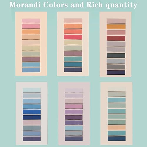 Miniatura 9 de ELII 600 marcadores de página, pestañas adhesivas de índice, notas adhesivas transparentes, pestañas de página de libro Morandi, calcomanías de