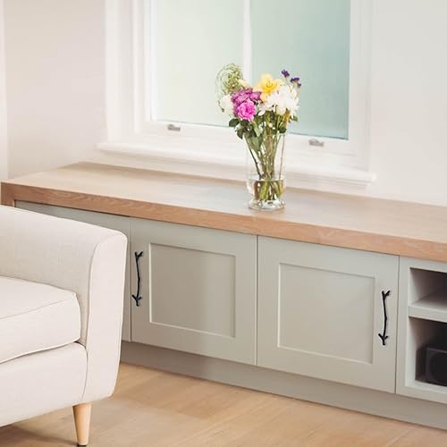 Miniatura 3 de Pomos vintage para cajones, pomos de tocador con ramitas de árbol negro, tiradores de aleación de zinc, doble agujero, 4 piezas (negro, 5.039 in)