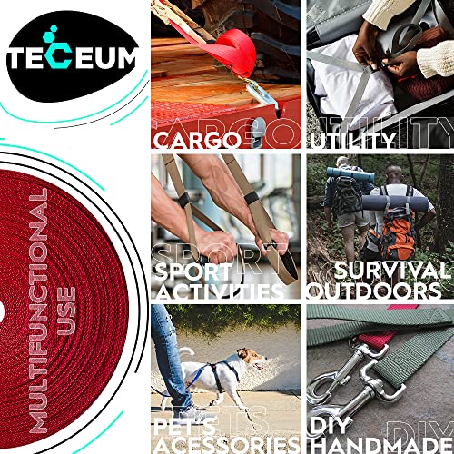 Image of TECEUM 3 /4 inch & 5 /8 inch & 1 inch & 1.5 inch & 2 inch Webbing - 10 25 50 Yards - 40+ Colors - Heavy Duty 1 Inch 1.5 Inch 2 Inch Backpack Straps - Webbing for Outdoors Indoors Crafting DIY