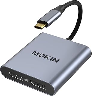USB C to Dual DisplayPort Adapter Splitter,USB C to Dual 4K@60Hz Displayport Monitor Converter,Single 8K@30HZ USB C to DP Hub for Dell XPS 13 15,Lenovo Yoga,Sumsung,Chromebook,HP etc…