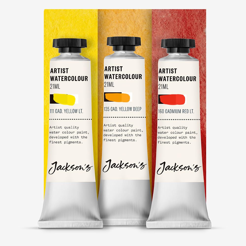 Jackson's : Artist Watercolour Paint : Cadmium Set 1 : 21ml : Set of 3