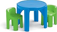 Little Tikes Bright 'n Bold Kids Table & Chairs Set - Durable, Easy-Clean, Fully Assembled for Toddlers (Green/Blue, 24x24x18)