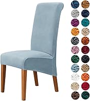 Vista 13 de Lukery Juego de 2 fundas elásticas para sillas de cocina de terciopelo grueso, fundas protectoras lavables para sillas de comedor, restaurantes