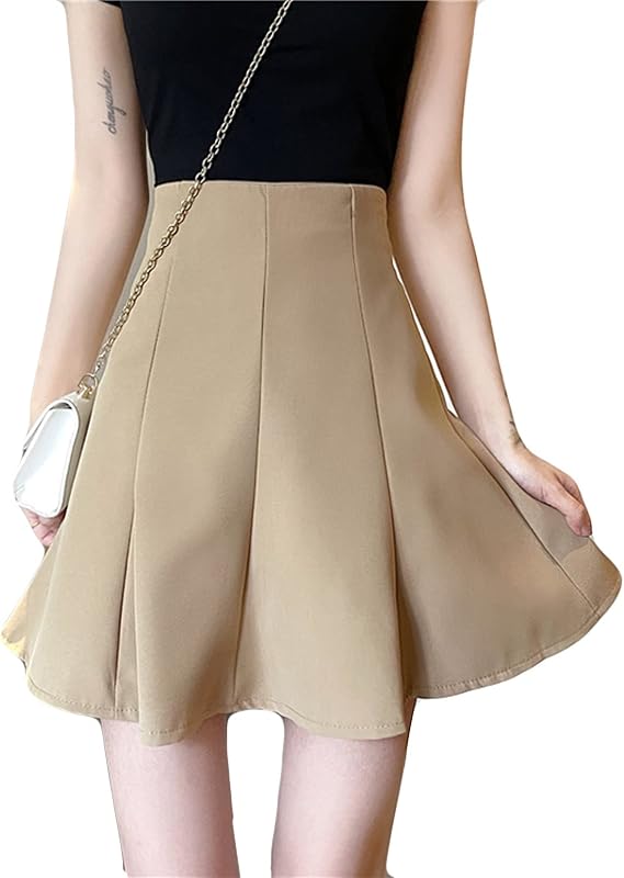 Amazon レディース スカート ショート パンツ付き 美脚 足長 ａライン 無地 内パンツ付き ミニスカート ミニ丈 フレア フレアスカート シンプル 春 夏 秋 エアリー感 ミニ丈 ウエストゴム シンプル ファッション 通勤 同窓会 発表会 スカート 通販