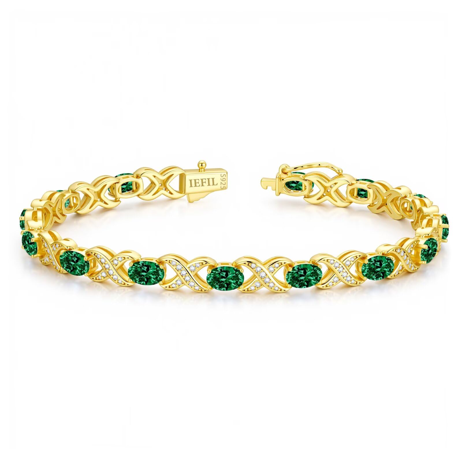 Iefil Tennis Bracelets for Women - Birthday Gifts for Wife Girlfriend Mom 05-May-Emerald Green 7 inches(17.8 cm)