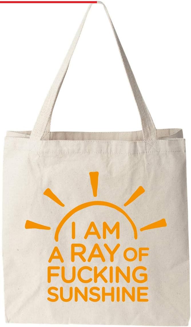 I'm A Ray Of Fucking Sunshine - Natural Cotton Canvas 12 Oz Reusable Tote Bag (11”X14”X5”)