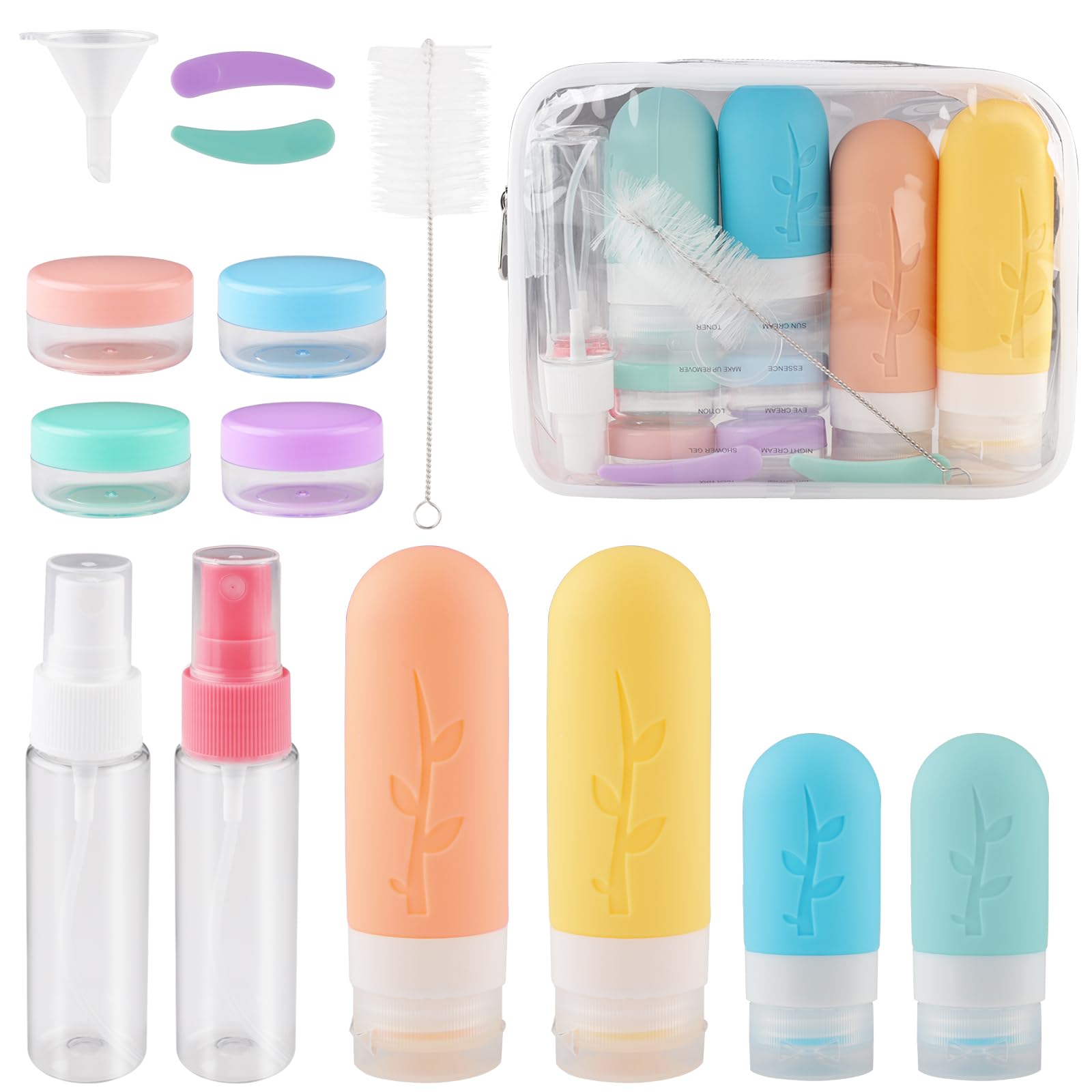 Bottiglie da Viaggio in Silicone, Kit da Contenitori da Viaggio Flaconi da Viaggio Riutilizzabili per Shampoo, Liquidi and Lozione (Colore)