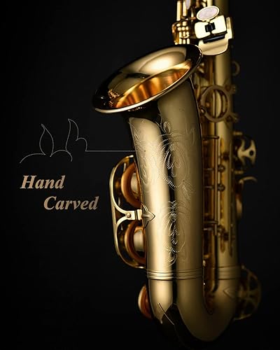 Vista 8 de Saxofón de bronce Eastar profesional Eb plano, kit completo para estudiantes principiantes con estuche de transporte, correas de boquilla, soporte