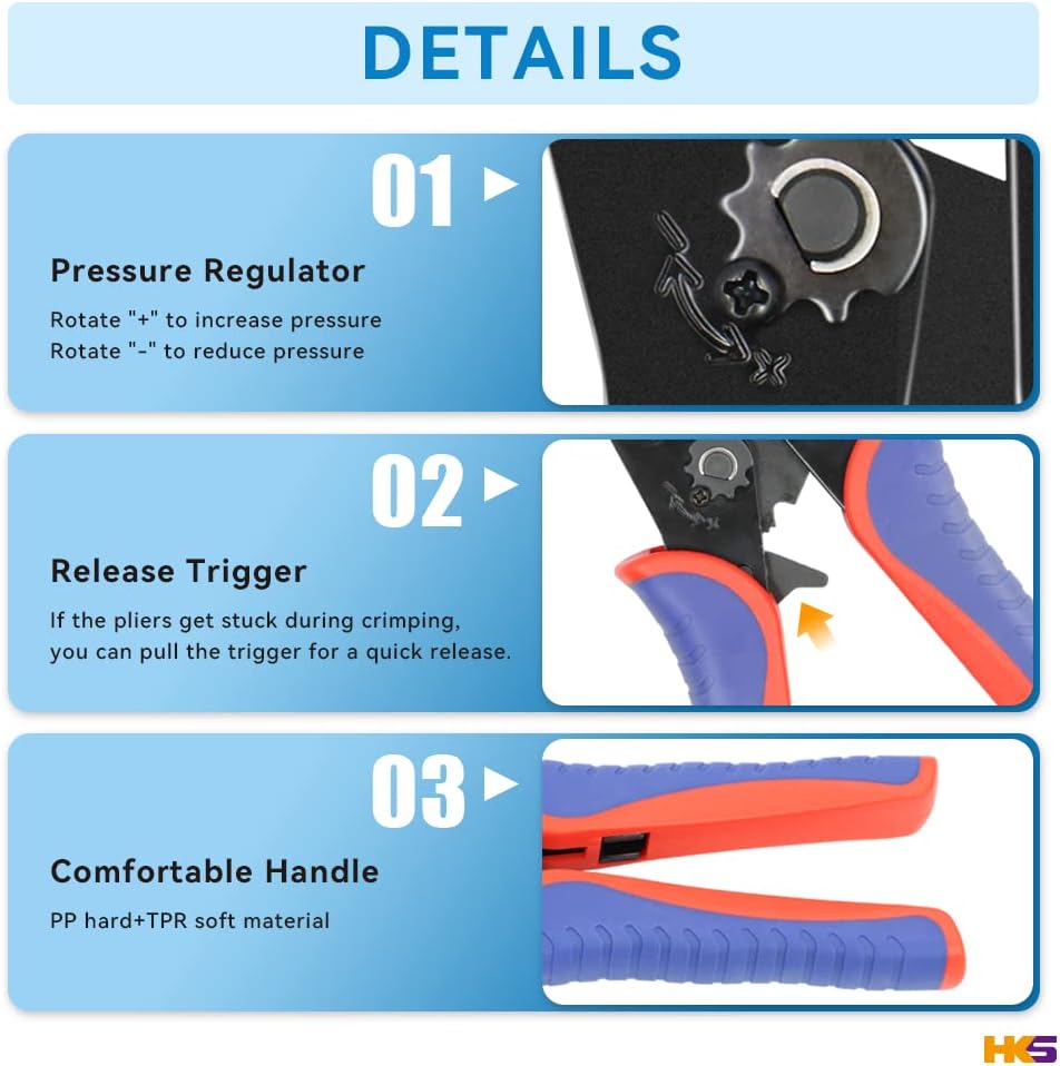 HKS Coax Ratchet Crimping Tool Set for Coaxial RG Cable RF Connector with 5 Changeable Dies