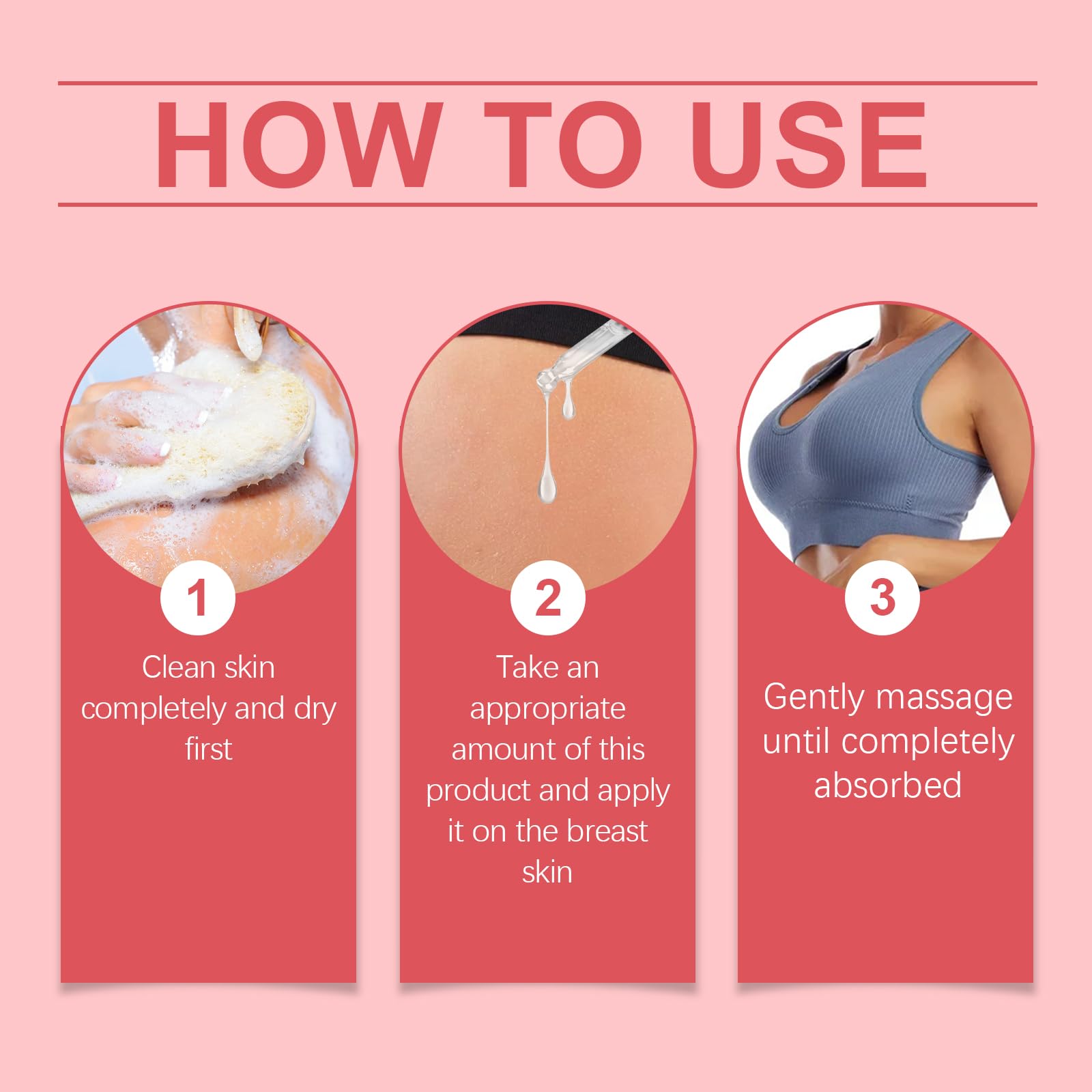 Olio rassodante per il seno, olio essenziale naturale rassodante per il seno, idratante e nutriente per la pelle del décolleté, crescita rapida delle curve naturali del seno 2*30 ml