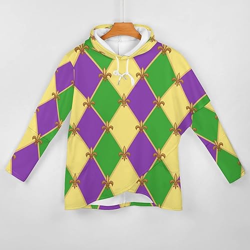 Miniatura 3 de Sudadera con capucha para mujer, diseño de Mardi Gras, de gran tamaño, de manga larga, informal, de moda