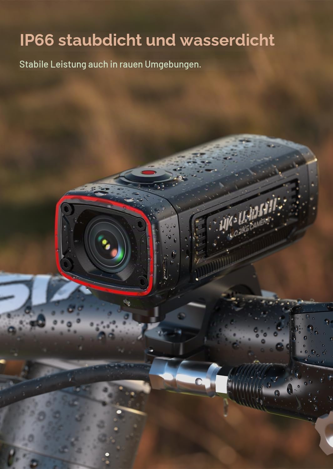 AKEEYO AKY-710S Motorrad-/Fahrradkamera 4K 28fps, 2K 55fps, Weitwinkel 142°, IP67, 5MP, Loop & Emergency-Aufnahme, Parkmonitor, Fahrrad, Outdoor-Sport, Wiederaufladbar, Inklusive 32GB Karte