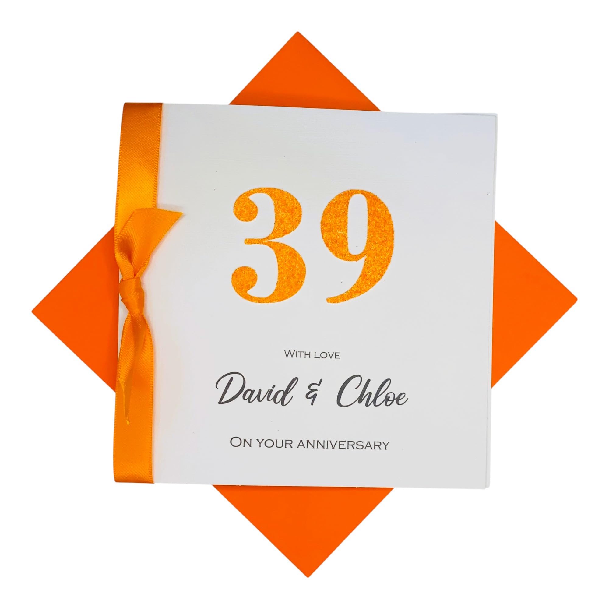 39th Wedding Anniversary Card - Lace 39 Year Thirty Ninth Anniversary Greeting Card, Personalised Gift for Wife, Husband, Parents, Couple Friends - 18 Colour Choice (Glitter Number) โ image 1