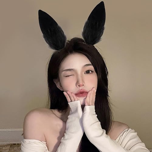 Miniatura 1 de Ahoney 2 pinzas para el pelo con orejas de conejo, diadema de orejas de conejo de felpa para Halloween, accesorios para el cabello, accesorios para