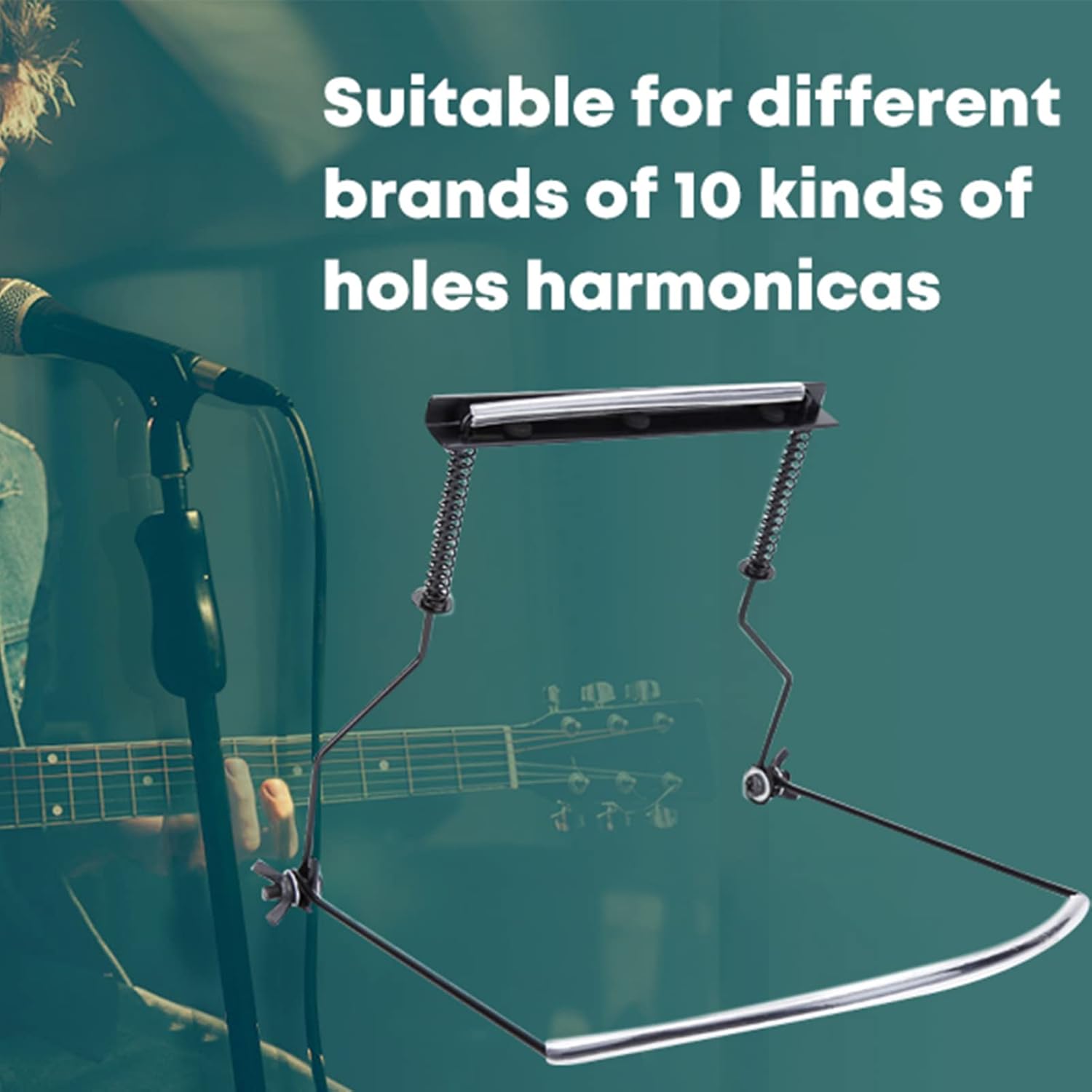 Harmonica Neck Holder Metal Adjustable 10 Holes Harmonica Harp Holder Neck Stand Rack Mount