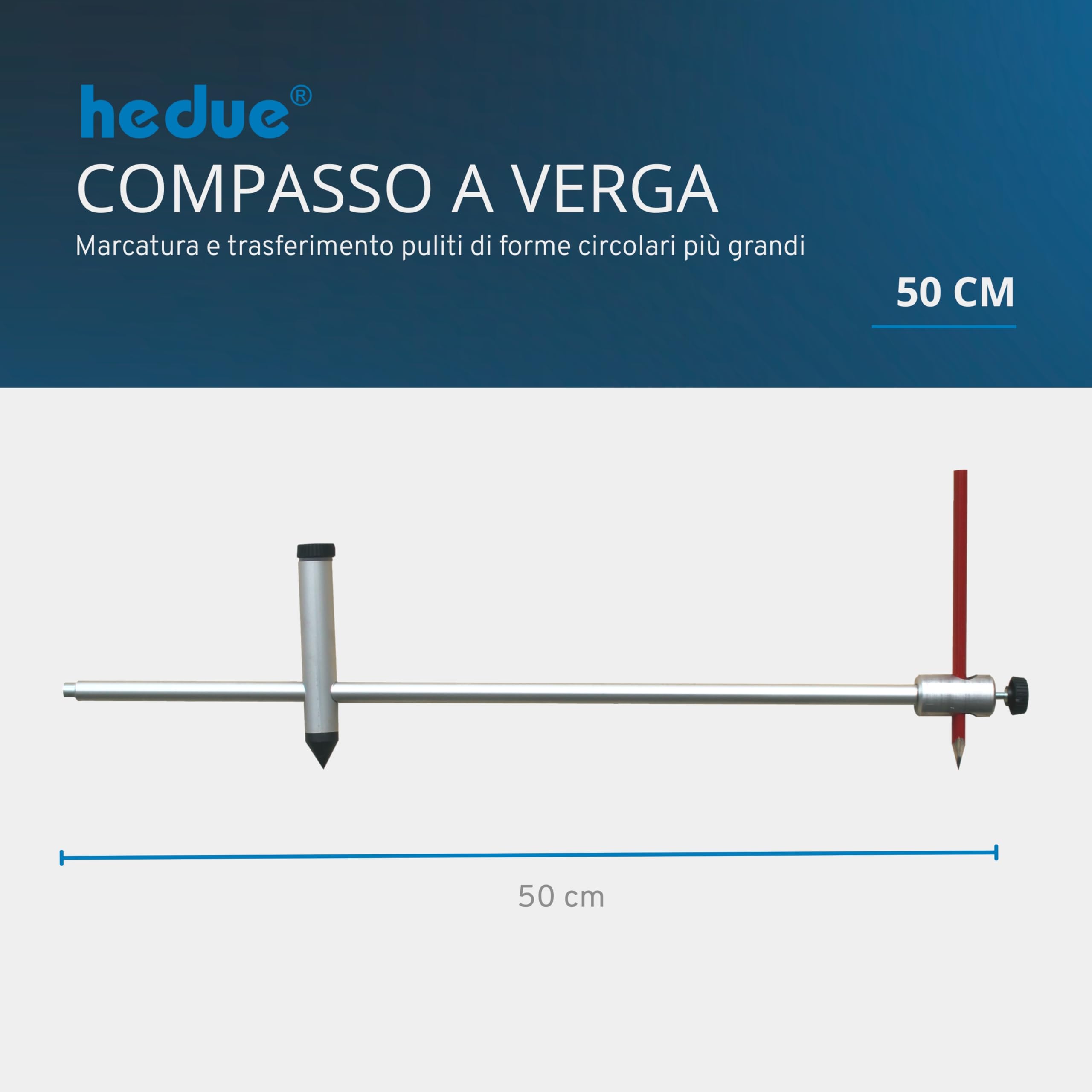 Compasso a verga professionale in alluminio 50 cm – compasso falegname per tracciatura di cerchi grandi