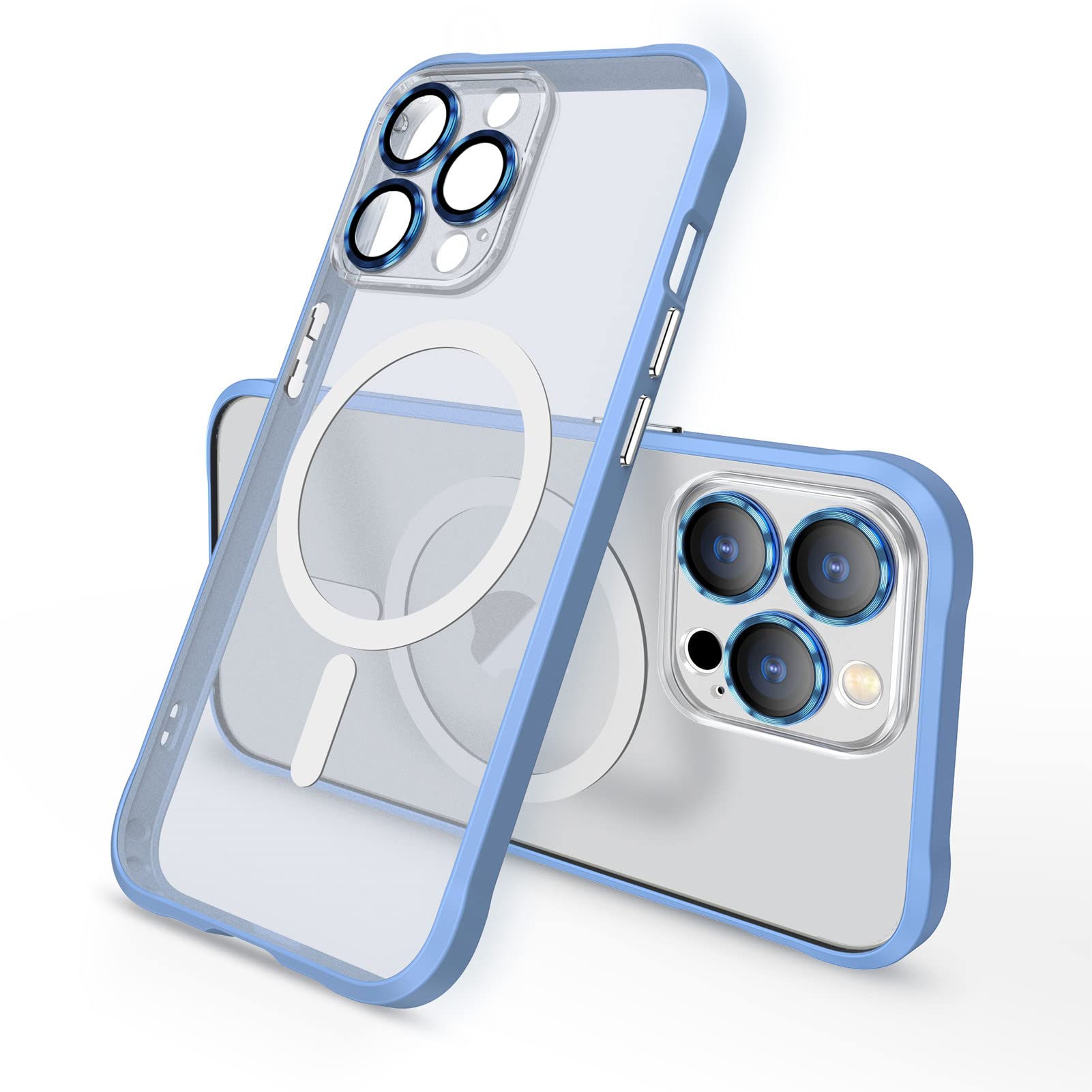 ZIYEStrong Magnetic iPhone 14 Pro Max Phone Case Compatible with Magsafe with Screen Protector Skin-Friendly Anti-Scratch Shockproof 14 Pro Max Case Women Men Full Camera Protection Phone Cover Blue