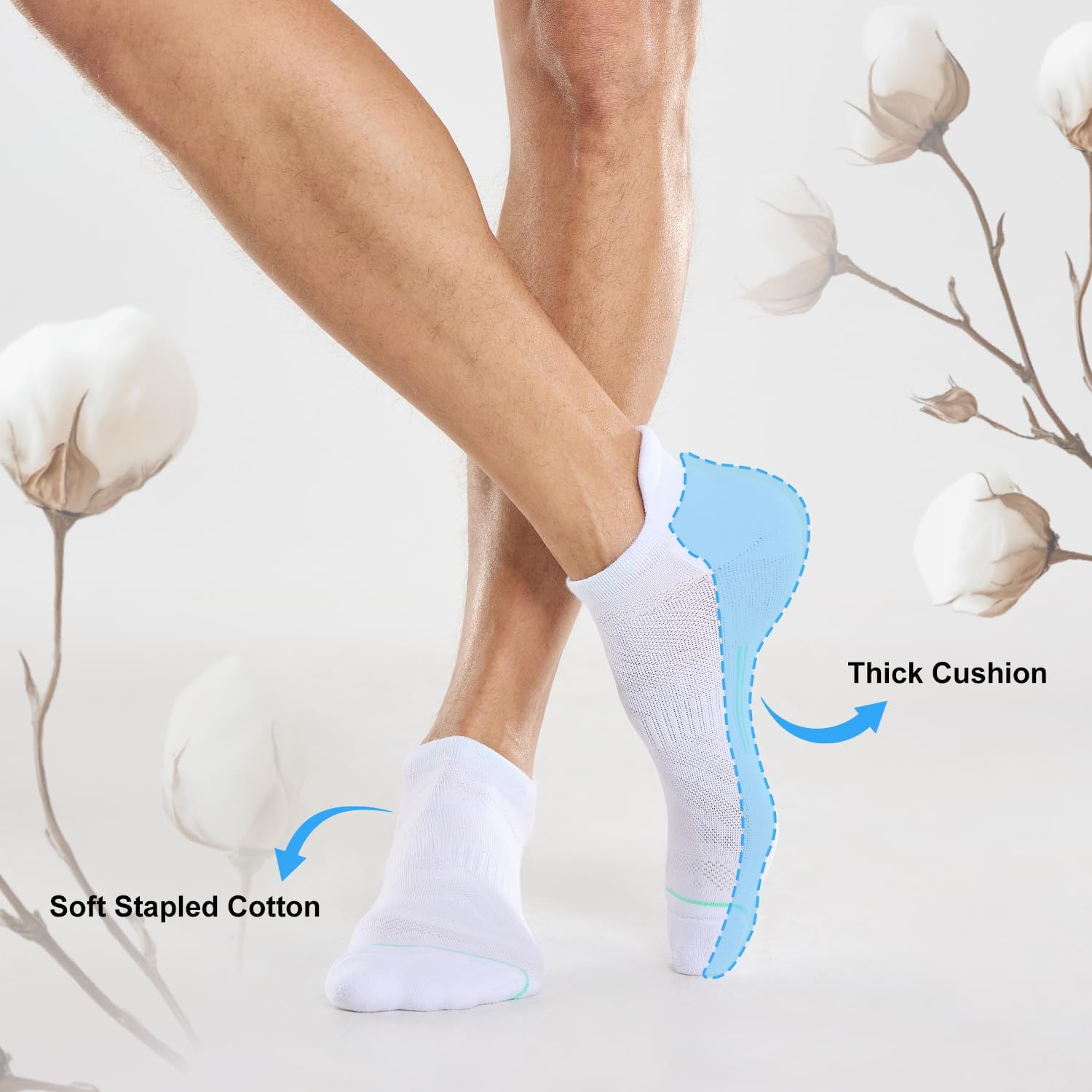 FITRELL Men's 6 Pack Ankle Running Socks Low Cut Cushioned Athletic Sports Socks 7-9/9-12/12-15 - Image 5