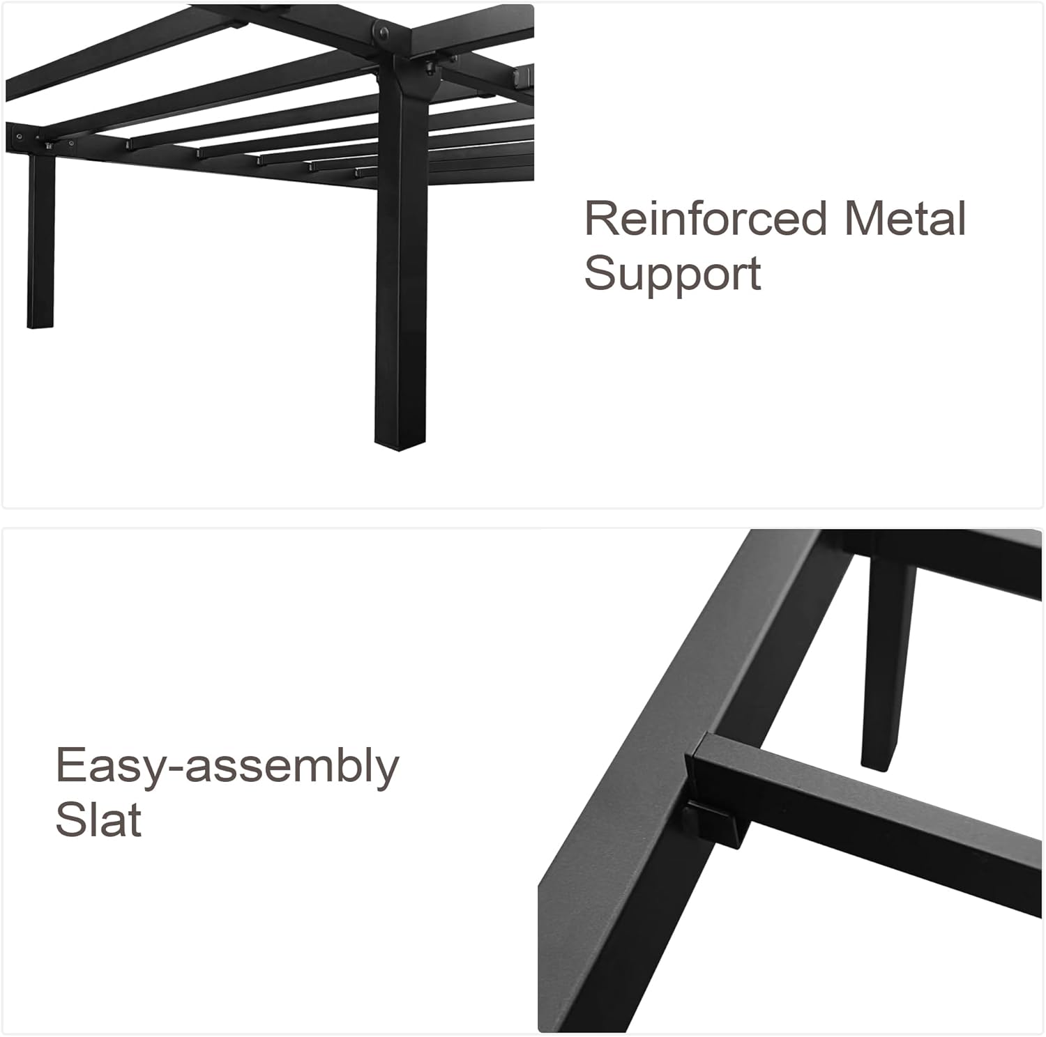 18 Inches Twin Platform Bed Frame,2500 lbs Heavy Duty Steel Slat Support,Noise Free No Box Spring Needed,Easy Assembly Black