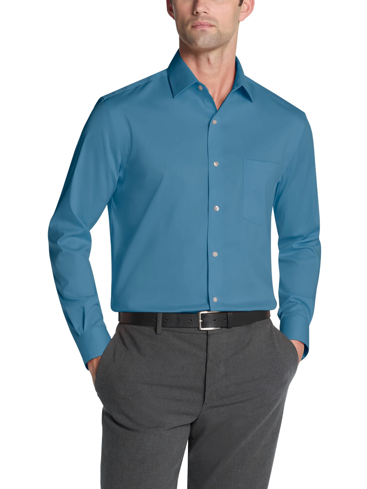 Men's Van Heusen Men's Dress Shirt Regular Fit Ultra Wrinkle Free Flex Collar Stretch Solid